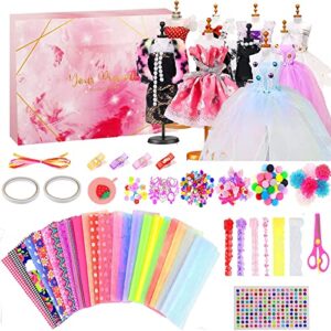 Little Brown Box 400PCS Fashion Designer Kits for Girls with 3 Mannequins Creativity DIY Craft Kits for Kids 8-12 Sewing Kit Barbie Doll Clothes Girls Birthday Gifts