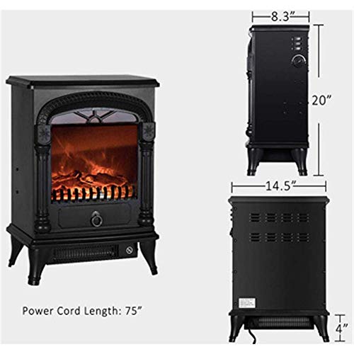 Electric Fireplace with Heater Electric Stove Fireplace Heater for Living Room with Realistic Burning Fire and Wood Frame Effect Easy to Move Indoor and Outdoor Use Black