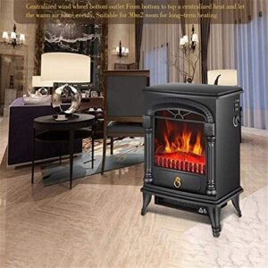 Electric Fireplace with Heater Electric Stove Fireplace Heater for Living Room with Realistic Burning Fire and Wood Frame Effect Easy to Move Indoor and Outdoor Use Black