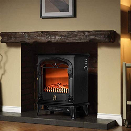 Electric Fireplace with Heater Electric Stove Fireplace Heater for Living Room with Realistic Burning Fire and Wood Frame Effect Easy to Move Indoor and Outdoor Use Black