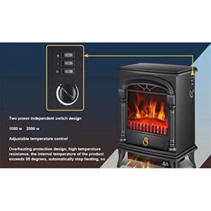 Electric Fireplace with Heater Electric Stove Fireplace Heater for Living Room with Realistic Burning Fire and Wood Frame Effect Easy to Move Indoor and Outdoor Use Black