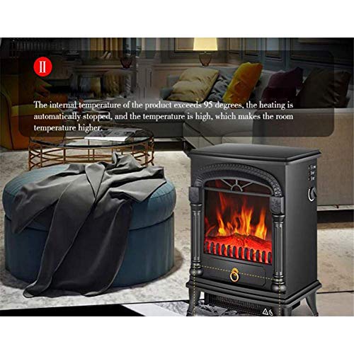 Electric Fireplace with Heater Electric Stove Fireplace Heater for Living Room with Realistic Burning Fire and Wood Frame Effect Easy to Move Indoor and Outdoor Use Black