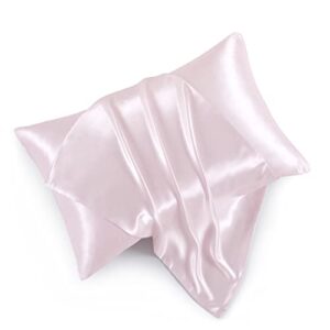 hommxjf satin pillowcases with zipper （20x26）,standard size pillowcases set of 2, blush pink silk pillowcase for hair and skin