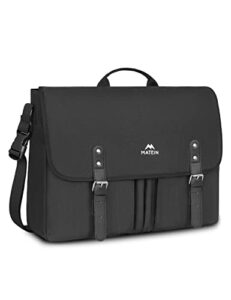 17 inch messenger bags for men, large laptop briefcase lightweight unisex crossbody shoulder bag college satchel, water resistant daily computer sleeve case for travel office gifts, black