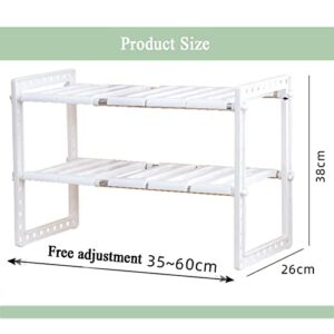 LEAYAN Under Sink Storage Storage Shelf for Bathroom Kitchen, Bathroom Under Sink Organizers and Storage Multi-Purpose Shelves for Kitchen Under Sink Rack Shelf, White 60x26x38cm