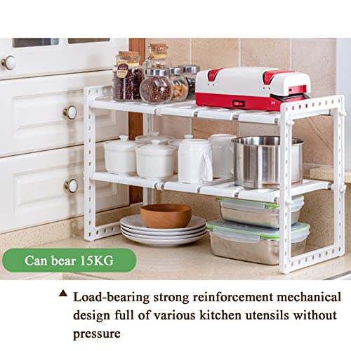 LEAYAN Under Sink Storage Storage Shelf for Bathroom Kitchen, Bathroom Under Sink Organizers and Storage Multi-Purpose Shelves for Kitchen Under Sink Rack Shelf, White 60x26x38cm