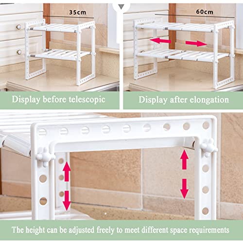 LEAYAN Under Sink Storage Storage Shelf for Bathroom Kitchen, Bathroom Under Sink Organizers and Storage Multi-Purpose Shelves for Kitchen Under Sink Rack Shelf, White 60x26x38cm