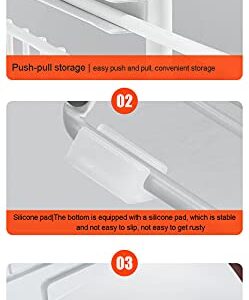 LEAYAN Under Sink Storage 2 Tier Cabinet Rack Under Sink Shelf,Under Sink with Sliding Drawer,Under Sink Organizer Removable,for Kitchen and Bathroom Under Sink Rack Shelf, White 37.5 * 28 * 43.5cm