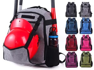 ndnnxe youth baseball bag softball bat bag& backpack, t-ball & softball equipment for youth,holds 2 bats,water bottel,helmet, gloves, cleats, helmet holder and includes fence hook