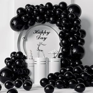 tcwlyfc black balloon garland kit, 130pcs 18in 12in 10in 5in different sizes black latex balloons arch kit for birthday anniversary prom engagement weddings graduation black themed party decorations