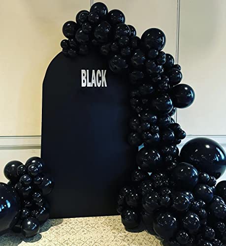 Tcwlyfc Black Balloon Garland Kit, 130PCS 18In 12In 10In 5In Different Sizes Black Latex Balloons Arch Kit for Birthday Anniversary Prom Engagement Weddings Graduation Black Themed Party Decorations