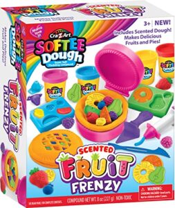 cra-z-art softee dough scented fruit frenzy playset, modeling dough play toy for kids ages 3 and up