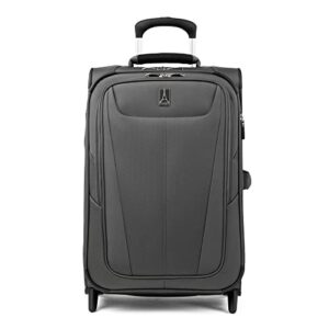 travelpro maxlite 5 softside expandable upright 2 wheel luggage, lightweight suitcase, men and women, shadow grey, carry-on 22-inch