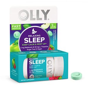 olly relaxing sleep fast dissolve tablets, 3mg melatonin, vegan, apple berry - 30ct