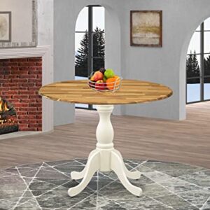 East West Furniture DST-NLW-TP Dublin Modern Kitchen Table - a Round Dining Table Top with Dropleaf & Pedestal Base, 42x42 Inch, Multi-Color