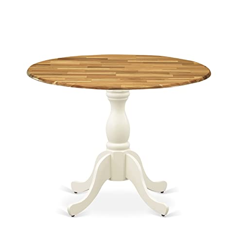 East West Furniture DST-NLW-TP Dublin Modern Kitchen Table - a Round Dining Table Top with Dropleaf & Pedestal Base, 42x42 Inch, Multi-Color