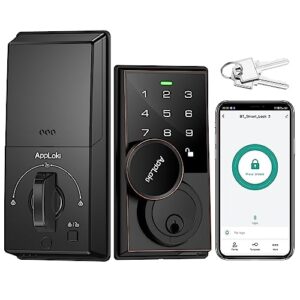 apploki smart lock, keyless entry door lock with bluetooth/alexa voice control, touchscreen keypad deadbolt lock with app, e-key, code, key, auto-lock, front door lock for home apartment hotel