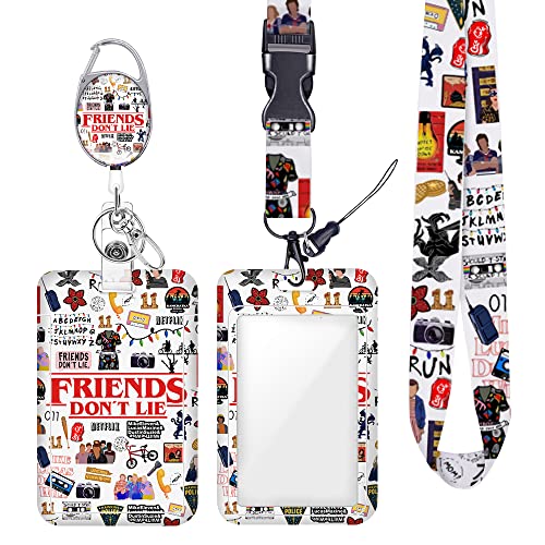 Id Badge Holder with Lanyard Retractable Badge Reel Funny TV Show Merchandise Fans Merch Gifts Stuff Lanyards for Id Badges Vertical Id Protector Badge Clip for Friends Nurse Doctor Teacher Birthday