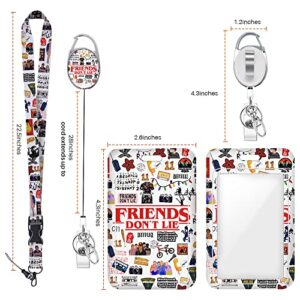 Id Badge Holder with Lanyard Retractable Badge Reel Funny TV Show Merchandise Fans Merch Gifts Stuff Lanyards for Id Badges Vertical Id Protector Badge Clip for Friends Nurse Doctor Teacher Birthday