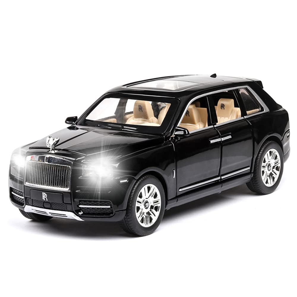 EROCK 1/24 Rolls-Royce Cullinan Model Car, Alloy Die Casting Collectible Pull Back Toy Car with Sound and Light for Kids Boy Girl Birthday Gift