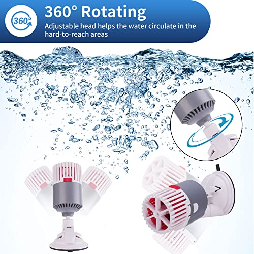 Aquarium Wave Maker,CHERLAM Circulation Pump 360° Rotating,1981GPH Powerhead Submersible Water Pump for FIsh Tank,Mini Water Circulation Device