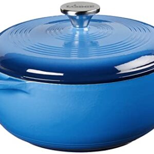 Lodge EC4D33 Enameled Cast Iron Dutch Oven, 4.5-Quart, Caribbean Blue & Enameled Cast Iron & Ceramic Stoneware Care Kit