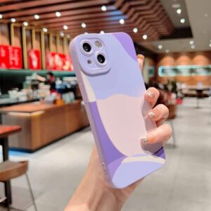 YKCZL Compatible with iPhone 13 Mini Case 5.4 Inch, Cute Painted Art Full Camera Lens Protective Slim Soft Shockproof Phone Case for Women Girl-Purple