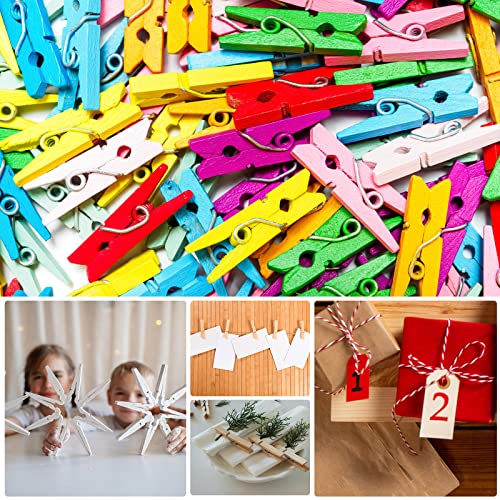 Marsui 200 Pcs Large Clothes Pins Wooden Clothespins 4 Inch Wood Clothes Pins Heavy Duty Outdoor for Outside Hanging Clothes Laundry DIY Craft Pictures Photos (Natural Color)