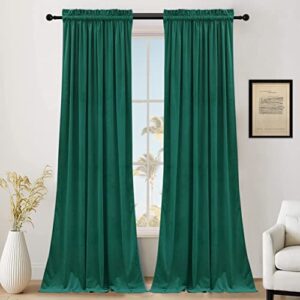 smiletime emerald green 95in long velvet curtains with rod pocket thermal insulated soft privacy room darkening velvet drapes for bedroom and living room, set of 2 panels, 42 x 95 inches long