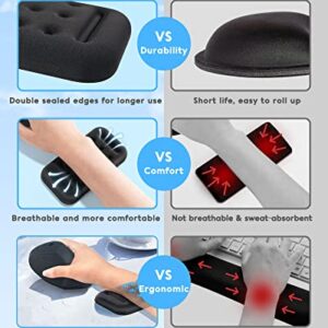 Wrist Rest for Mouse, Mouse Wrist Rest, Lekvey Mouse Pad Wrist Support, Ergonomic Memory Foam Gel Wrist Rest with Massage Holes, Pain Relief Mouse Wrist Cushion for Laptop, Office, Gaming, Black