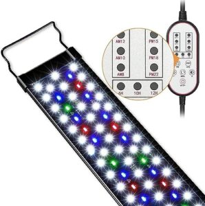 gamalta aquarium light, 22w 24/7 lighting cycle, sunrise/daylight/moonlight mode and custom mode with expandable bracket, adjustable timer and 7 color brightness for 24~30in fish tank