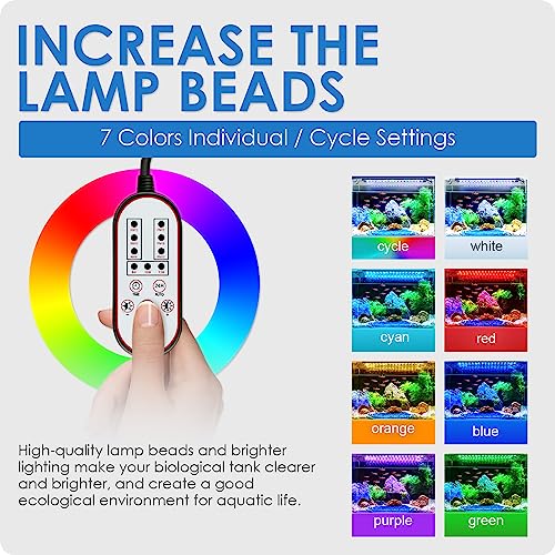 Gamalta Aquarium Light, 22W 24/7 Lighting Cycle, Sunrise/Daylight/Moonlight Mode and Custom Mode with Expandable Bracket, Adjustable Timer and 7 Color Brightness for 24~30IN Fish Tank