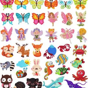 DDYUNLY 5D Diamond Painting Sticker Kits for Kids, 38 Pcs Cartoon DIY Diamond Art Animal Sticker for Girls Boys Beginner Diamond Painting Kits, Cute Digital Diamond Paint for Children