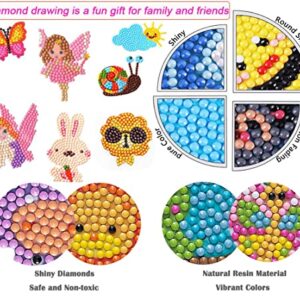 DDYUNLY 5D Diamond Painting Sticker Kits for Kids, 38 Pcs Cartoon DIY Diamond Art Animal Sticker for Girls Boys Beginner Diamond Painting Kits, Cute Digital Diamond Paint for Children