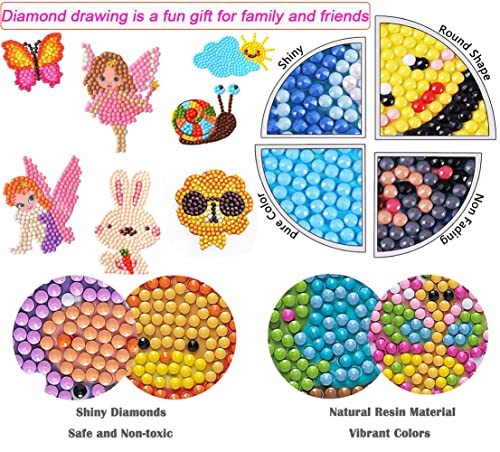 DDYUNLY 5D Diamond Painting Sticker Kits for Kids, 38 Pcs Cartoon DIY Diamond Art Animal Sticker for Girls Boys Beginner Diamond Painting Kits, Cute Digital Diamond Paint for Children