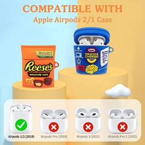 3 PACK Food Airpod 2nd Generation Case, Alquar Cute Cartoon Cheese Reese's Chocolate Fudge Skin Protective Cover, Kawaii Funny Soft Silicone Design for Apple AirPod 2/1 Shell Women Girls with Keychain