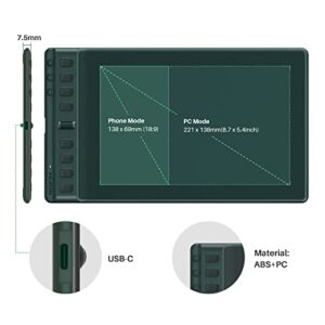 2023 HUION Inspiroy 2 Medium Drawing Tablet with Scroll Wheel 8 Customized Keys Battery-Free Stylus for Digital Art, Design, Sketch, 9x5inch Graphics Tablet Works with Mac, PC & Mobile, Green