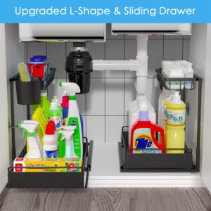 Gracenal Under Sink Organizer, Kitchen Organizers and Storage 1 Pack, L-Shaped 2-Tier Bathroom Storage, Upgraded Pull Out Cabinet Organizer, Gifts for Women Mom as Kitchen Organization and Storage