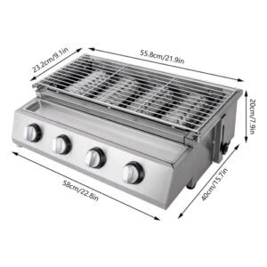 Tabletop Grill,4-Burner Outdoor Tabletop Propane Gas Grill,110V Stainless Steel Portable BBQ Grills for Parties,Backyard Barbecue,Camping or Picnicking