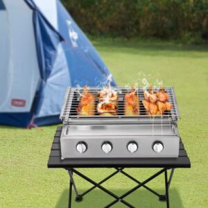 Tabletop Grill,4-Burner Outdoor Tabletop Propane Gas Grill,110V Stainless Steel Portable BBQ Grills for Parties,Backyard Barbecue,Camping or Picnicking