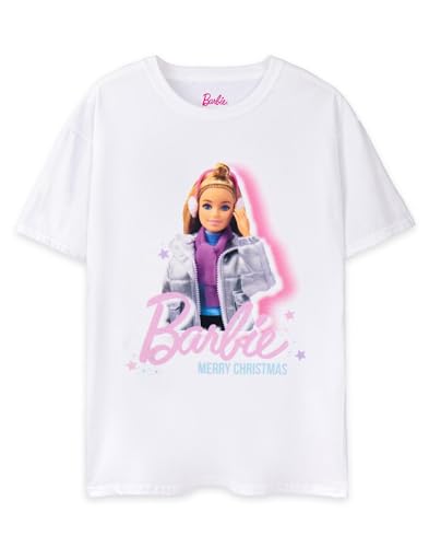 Barbie Christmas T-Shirt Womens Ladies Merry Christmas White Top