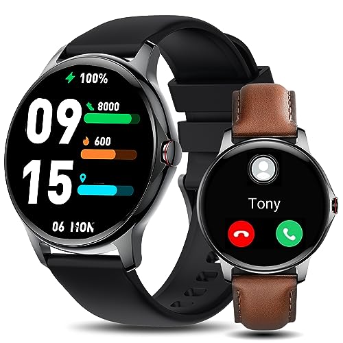 HOAIYO Smart Watches for Men (Call Receive/Dial), 1.3" Smartwatch with Call/Text/Heart Rate/SpO2/Sleep/Calories Counter, Waterproof Fitness Watch for Android iOS Phones