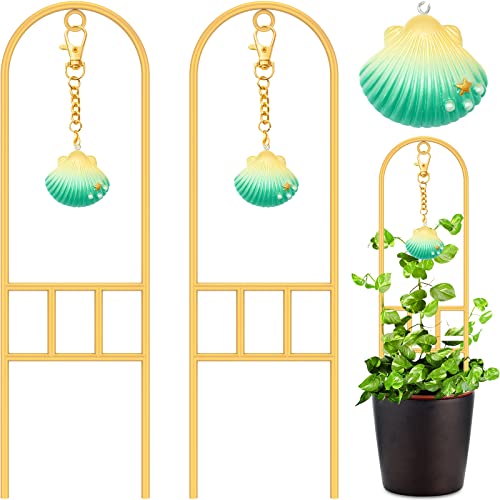 Mik-Nana Plant Trellis Indoor 2 Pack, Small Metal Trellis for Potted Plants, Mini Gold Trellis for Climbing Plants Indoor, House Plant Trellis for Garden Potted, Hoya, Flower, Vines, Monstera