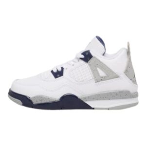 nike air jordan 4 retro pre school white/midnight navy bq7669-140 10.5c