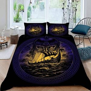 quilt cover twin size viking ship 3d bedding sets sea of storms and draka duvet cover breathable hypoallergenic stain wrinkle resistant microfiber with zipper closure,beding set with 2 pillowcase