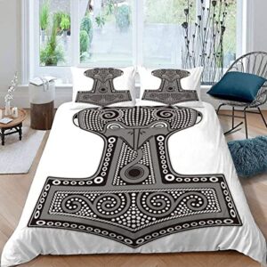 quilt cover queen size thor's hammer 3d bedding sets viking duvet cover breathable hypoallergenic stain wrinkle resistant microfiber with zipper closure,beding set with 2 pillowcase