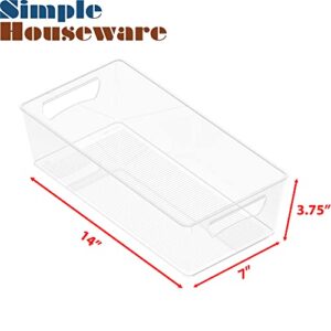 Simple Houseware 4PK L Size Kitchen Bin Organizer, 14" x 7" x 3.75", Clear