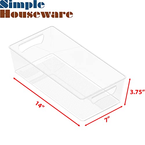 Simple Houseware 4PK L Size Kitchen Bin Organizer, 14" x 7" x 3.75", Clear