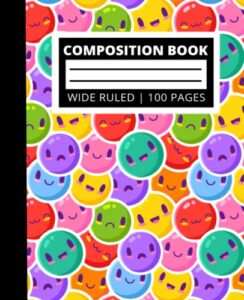 composition book - wide ruled: colorful emoji composition notebook for kids | primary notebook journal for students