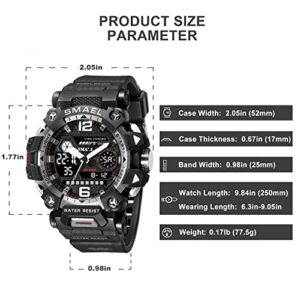 Men's Military Watch Outdoor LED Digital Watch Waterproof Tactical Army Wrist Sports Watches for Men Black Silver_8072